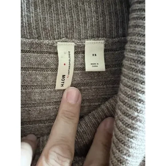 Anthropologie Mote Cowl Neck Sweater Neutral Cream Sz XS Excellent - Picture 3 of 8